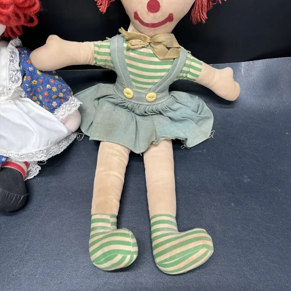 Vintage Rag Dolls Unbranded Lot Of Two Dolls 15” And 17”